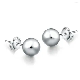 Stud Earrings High Quality 925 Sterling Silver Jewelry Women Round Ball Fashion Earings Wedding Engagement Gifts 6mm/8mm/10mm