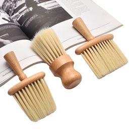 1PCS Wooden Brush Comb Neck Face Duster Barber Hair Sweeping Cutting Styling Tools