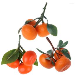 Party Decoration Artificial Orange With Branch And Green Leaves Simulation Fake Fruit Ornament For Home Bedroom Collection Decor Drop Ship