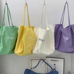 Shoulder Bags Simple Large-capacity Canvas Female 2024 Summer Print Students Fashion Handbag Shopping Tote Bag