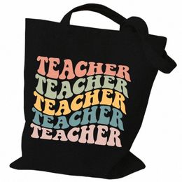 teacher Graphics Handbags for Women Colourful Letters Print Tote Bag Fi Travel Beach Shoulder Bags Best Gifts for Teacher 826A#