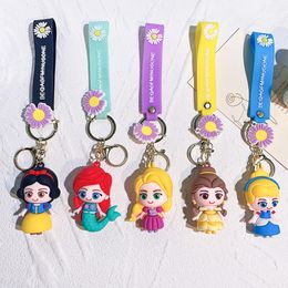 Decompression Toy Cartoon princess book bag pendant doll cute silicone car key chain pvc gifts wholesale