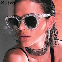Sunglasses XJiea Oversized Sunglasses Women Designer Punk Star Rhinestone Big Frame Sun Glasses For Female Outdoor Party Driving Shades Y240416
