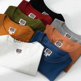 Men's T-Shirts Heavy duty 300g mens T-shirt solid color fashionable casual loose and simple student basic clothing 8-color short sleeved O-neck tee H240416