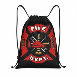 fire Department Logo Fireman Gift Backpack Drawstring Basketball Bags Gym Bag Firemen Badge String Sackpack for Cycling w7Oo#