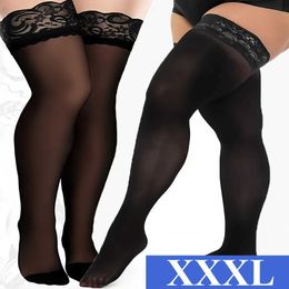 Sexy Socks Sexy Women Stockings Lace Knee Socks Plus Size Sexy Thigh Socks Ultra-thin High Stockings Clear Anti-slip Socks 240416