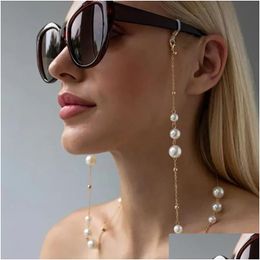 Eyeglasses Chains Sunglass Chain Beaded Pearl Eyeglass Lanyard Holder Strap Sile Loop Necklace Outside Casual Accessory 231110 Drop D Dhksm