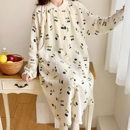 Women's Sleepwear Pure Cotton 2024 Spring/summer Postpartum Clothing Gauze Crepe Double-layer Maternity Home Dress Nursi Nightgown