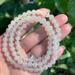 Strand White Ghost Natural Crystal Bracelet 6mm Round Beads Bracelets Lucky For Women Men Three Layers Fashion Jewellery