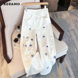 Women's Jeans Retro Harajuku High Waist Loose White Pants Streetwear Style 2024 Spring Summer Y2K Wide Leg Baggy Denim Trouser