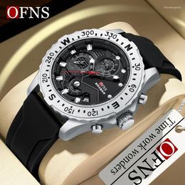 Wristwatches OFNS High Quality Men's Fashion Silicone Band Super Luminous Quartz Watch Male Waterproof Relogio Masculino Clock