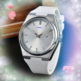 Popular Automatic Date Men 3 Pointer Watches Colourful Rubber Strap Quartz Movement Clock Good Looking Super Chain President Bracelet Wristwatch montre de luxe