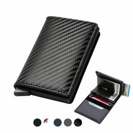 rfid Aluminium Men Wallet Card Holders Purse Carb Fibre Men Busin Slim Thin Smart Wallet Credit Cardholder Case Note Holder E1P8#