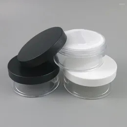 Storage Bottles 10 X 50g Plastic Clear Reusable Empty Loose Powder Box Makeup Cosmetic Container Jars With Black/White Cap