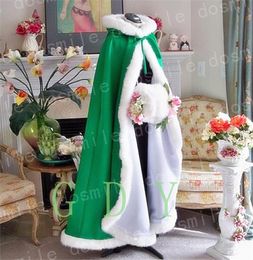 Winter Bridal Cape Faux Fur Christmas Hooded For Winter Wedding Bridal Wraps For Wedding Dresses Sweep Train8351701