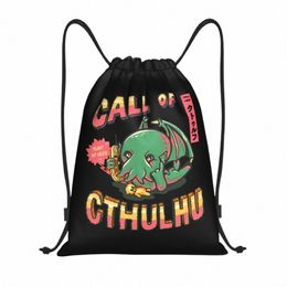 custom Funny Call Of Cthulhu Drawstring Bags for Shop Yoga Backpacks Men Women Lovecraft Sports Gym Sackpack V50U#