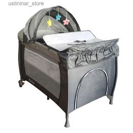 Baby Cribs grey color baby folding playpen multifunction baby crib bed L416