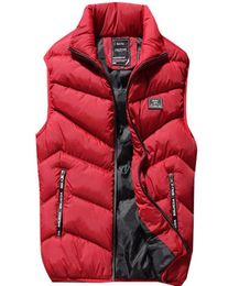 Winter Plus Size Parka Vest Mens Casual Slim Waist Coat Men Autumn Stand Collar Body Warmer Solid Sleeveless Jacket Brand Men0391716358