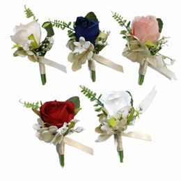 new Artificial Silk Brooch Pin Wrist Corsage Fr Wedding Women Men Boutniere Bracelet Bangle Groom Bride Party Decorati J8WD#