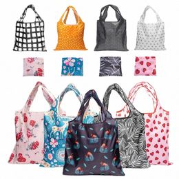 fi Printing Foldable Eco-Friendly Shop Bag Tote Folding Pouch Handbags Cvenient Large-capacity For Travel Grocery Bag 2802#
