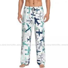 Men's Sleepwear Kids Airplane Aircraft Plane Pattern Mens Pajamas Pyjamas Pants Lounge Sleep Bottoms