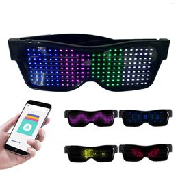 Party Decoration LED Glasses Customizable BT Colorful Light Glow DIY Message Toy For Halloween Rave Music Festival