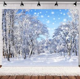 Pography Backdrop Children Winter Snow Forest Snowflake Po Background Banner For Po Studio 240411