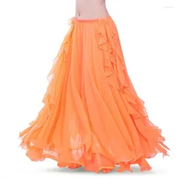 Stage Wear Chiffon Double High Slits Belly Dance Skirts For Women ( Belt) Bellydance Costume Accessoires Skirt