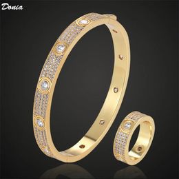 Donia Jewellery Fashion classic copper bracelet set with ring Perfect zircon bride Love luxury 240401
