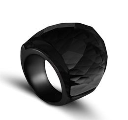 ZMZY Fashion Black Large Rings for Women Wedding Jewelry Big Crystal Stone Ring 316L Stainless Steel Anillos 2107013007032