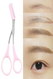 Eyebrow Trimmer Eyelash Thinning Shears Comb Eyelash Clips Scissors Shaping Eyebrow Cosmetic Tool Pink7183311