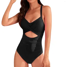 Women's Swimwear Solid Color High Waisted Nylon Swimsuit With Hard Packing And Hollow Out Waist Bikini Bottoms