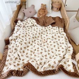 Baby Cribs Baby Minky Dot Quilt for Autumn Winter Bear Rabbit Muslin Newborn Crib Blanket Comforter Kids Fleece Thermal Sleeping Cover L416