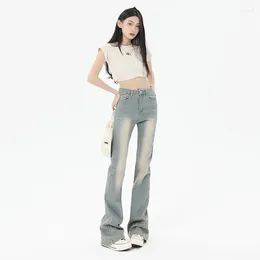 Women's Jeans Vintage Light Blue High Waist Streetwear Style Straight Pants Korean Fashion Wide Leg Baggy Y2K Denim Trouser