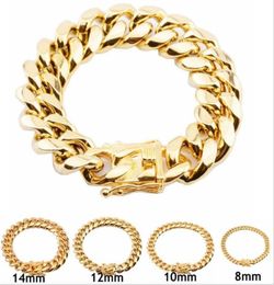 316L Stainless Steel Bracelets 18K Gold Plated High Polished Miami Cuba Link Men Punk Curb Chain Bracelet 8mm 10mm 12mm 14mm 16mm 5957006