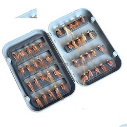 40Pcs/Set Dry Flies Trout Various Artificial Insect Baits Fly Fishing Hooks Lures Box Drop Delivery Dhz0D