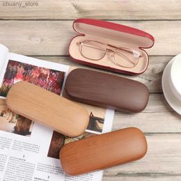 Sunglasses Cases Wood Grain Flip Eye Glasses Hard Shell Protector Metal Glasses Case With Velvet Lining Reading Eyewear Case Eyewear Accessories Y240416