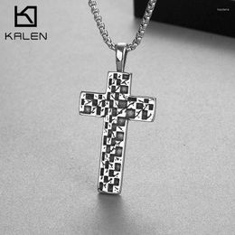 Pendant Necklaces Vintage Square Mosaic Charms Cross For Men Personalised Stainless Steel Devil's Eye Necklace Trendy Jewellery Gift