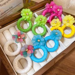 Dangle Earrings Flower Hand-woven Small Fresh Holiday Style Geometric