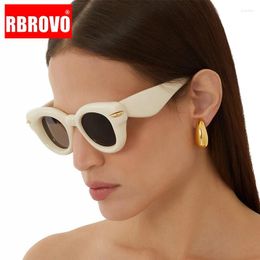 Sunglasses RBROVO Oval Punk Women Vintage Personality Glasses Simple Retro Thick Frame Eyewear 2024 Female Gafas De Sol