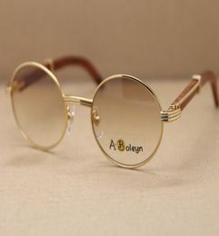gold wood glasses frames original 2822546 Round Metal Sunglasses driving C Decoration gold frame high quality lenses Size5322133513015