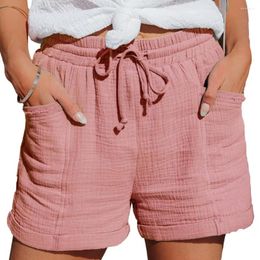 Women's Shorts 2024 Cotton Linen For Women Summer Elastic Home Loose Casual Short Pants With Pockets Streetwear