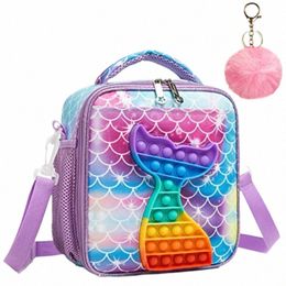 kids Cooler Bag for Girls Popit Poppers Insulated Kids Lunch Bag Thermal Bag with Strap Kids Lunch for School J0vd#