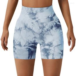 Active Shorts CALOFE Tie Dye BuLifting Women Gym Skinny Stretch Outdoors Summer Yoga High Waist Seamless Fitness
