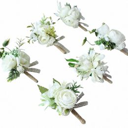 yo CHO White Bride Hand Wrist Fr Wedding Bouquet Handmade Silk Flores Boutniere Corsages Pin for Bridesmaids Decor Frs T2js#