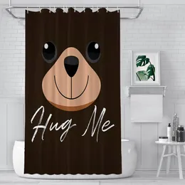 Shower Curtains Hug Me Teddy Bear Waterproof Fabric Creative Bathroom Decor With Hooks Home Accessories