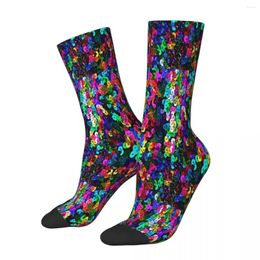 Men's Socks Big Colorful Sequins Glitter Male Mens Women Summer Stockings Printed