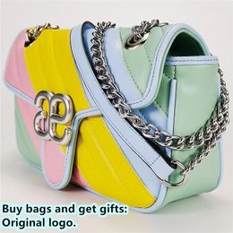 Shoulder Bags Style Women Silver Chain Cross Body Bag Pu Leather Handbags Purse Female Messenger Tote Wallet 2 Size