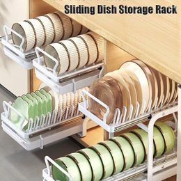 Kitchen Storage Sliding Dish Drainer Rack Sink Drain Shelf Cabinets Drawers Organisers With Chopstick Barrel Accessories