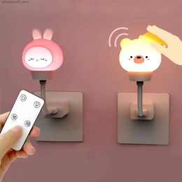 Lamps Shades LED light USB night light cute cartoon night light bear remote control baby bedroom decoration bedside light Christmas gift Q240416